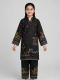 Girls Black Printed Co Ord Set