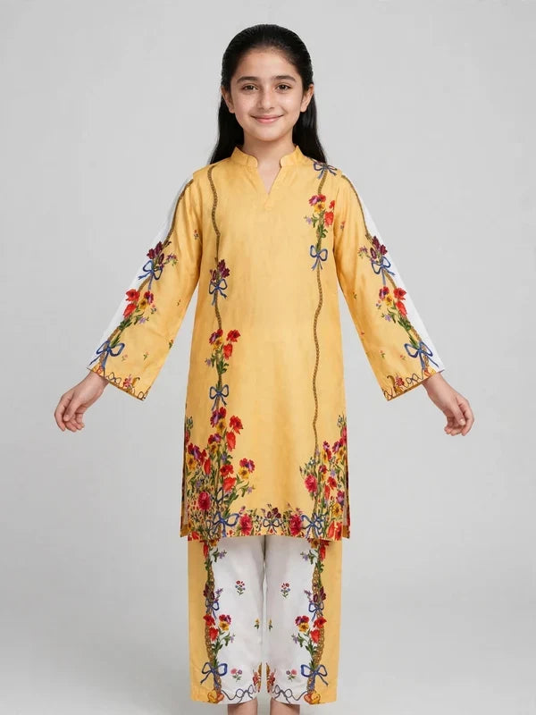 Girls Yellow Floral Co Ord Set