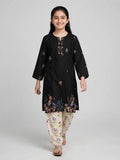 Girls Black Floral Printed Co Ord Set