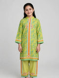 Girls Green Printed Co Ord Set