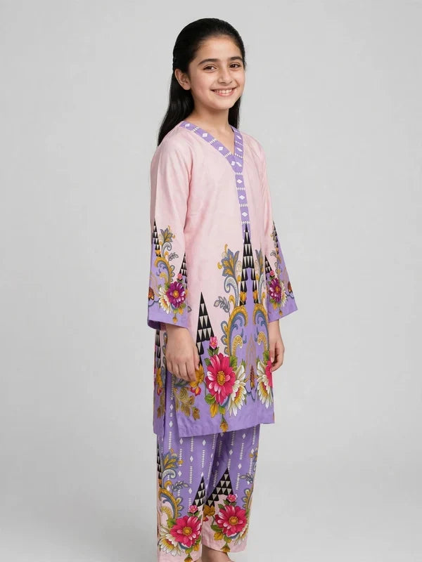 Girls Purple Floral Co Ord Set