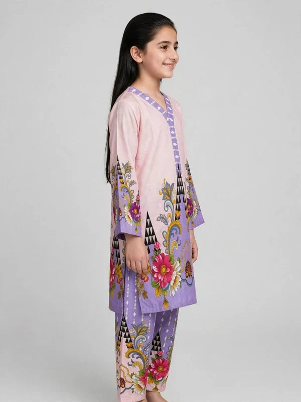 Girls Purple Floral Co Ord Set