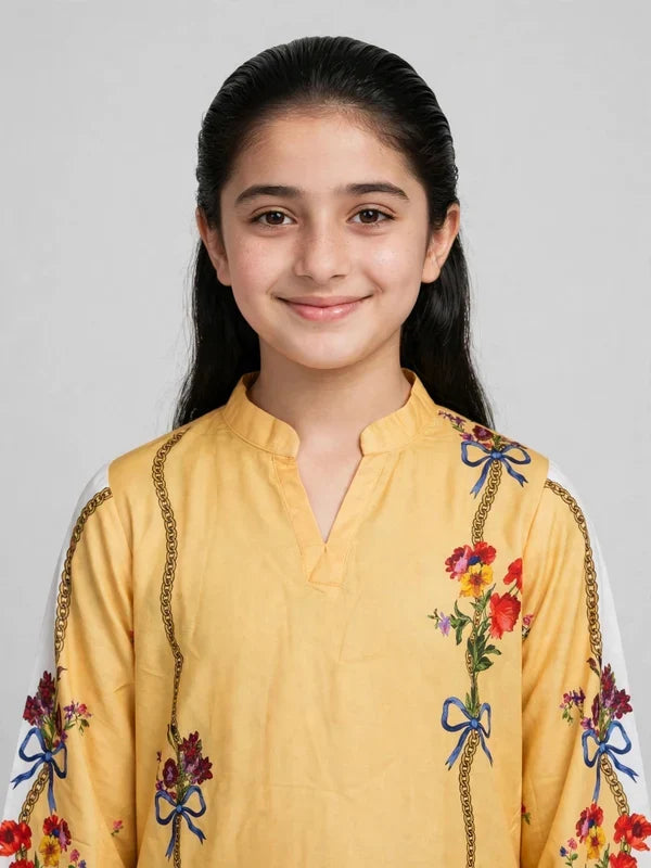 Girls Yellow Floral Co Ord Set