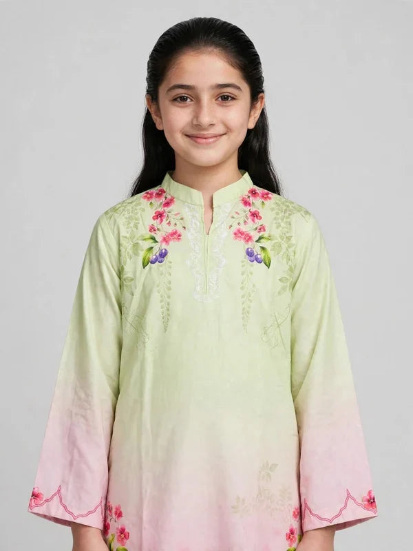 Girls Green Pink Co Ord Set